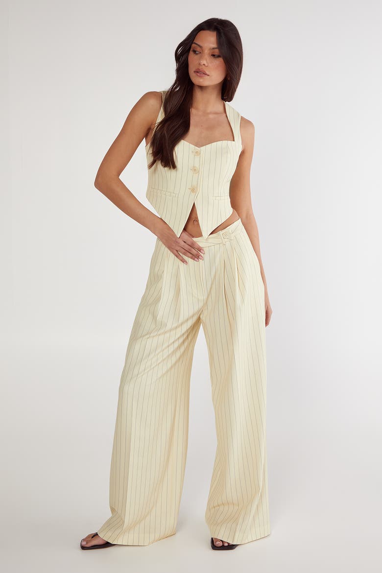 Pinstripe Tailored Top, Alternate, color, Butter