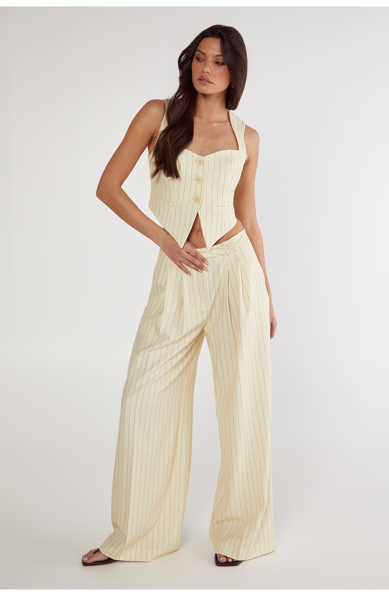 NASTY GAL Pinstripe Tailored Top, Alternate, color, Butter