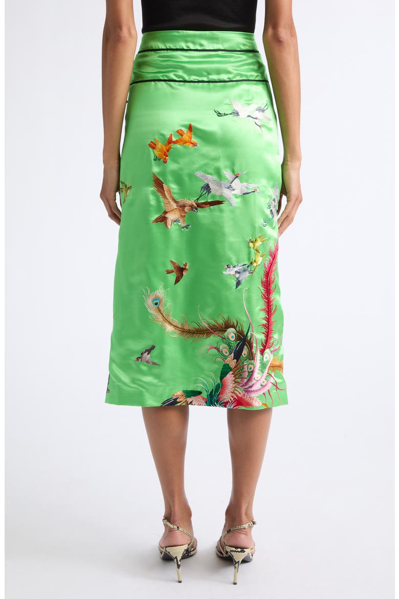 Demi-Couture Reconstituted Embroidered Silk Wrap Skirt, Alternate, color, GREEN