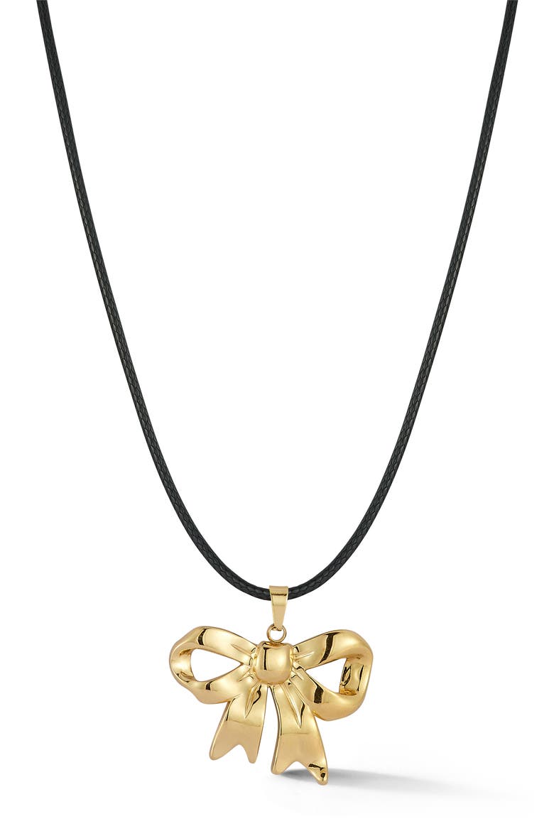 Bow Cord Pendant Necklace, Main, color, GOLD