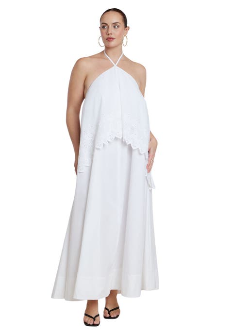 Embroidered Eyelet Halter Maxi Dress (plus)