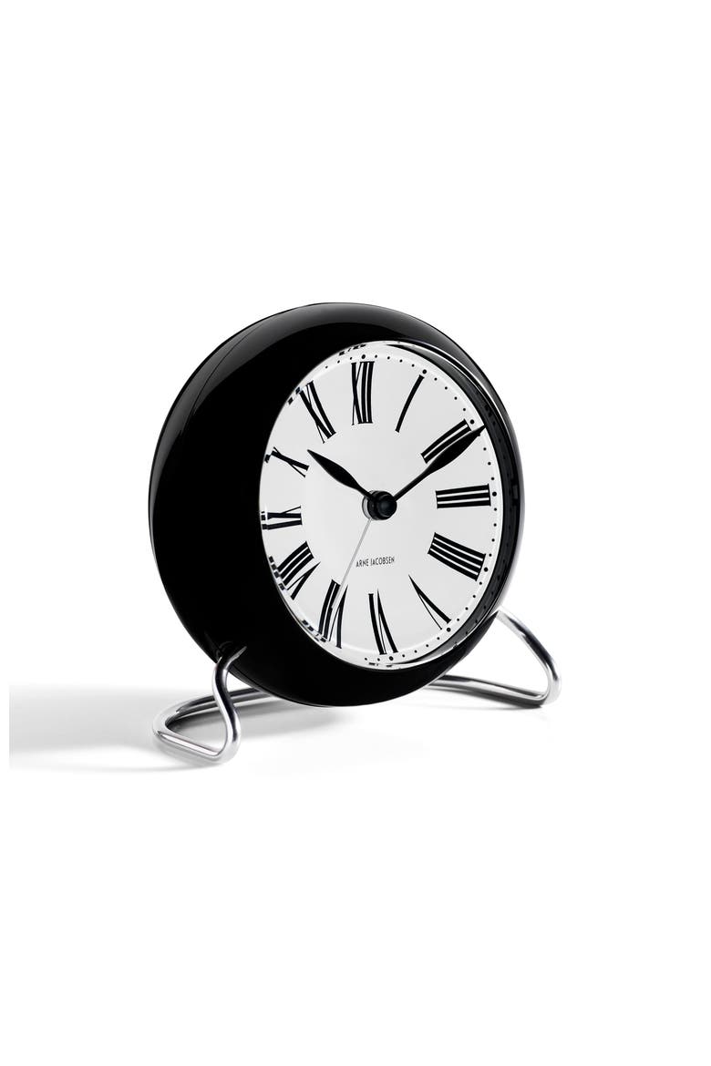 Roman Table Clock, Alternate, color, White/Black