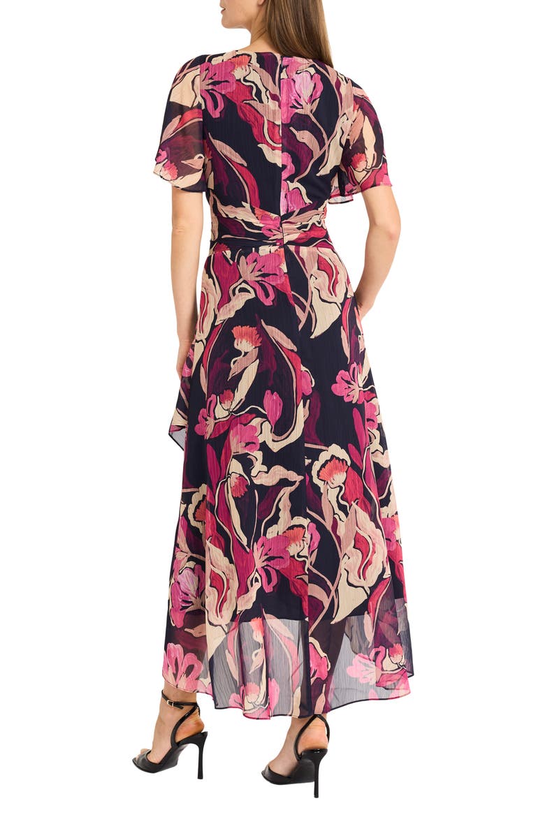 Printed Chiffon Maxi Dress, Alternate, color, BLACK/ APRICOT