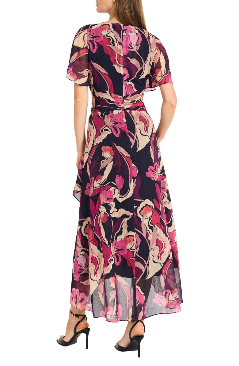 Maggy London Printed Chiffon Maxi Dress, Alternate, color, Black/ Apricot