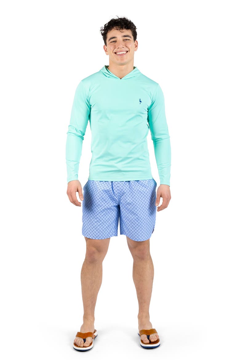 SPF 30+ Long Sleeve Hooded Rashguard, Alternate, color, SPEARMINT