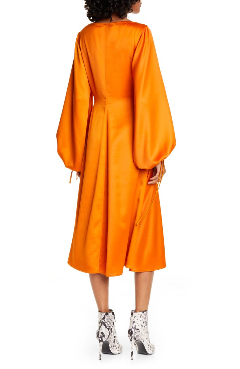 STAUD Sofia Long Balloon Sleeve Midi Dress, Alternate, color, 