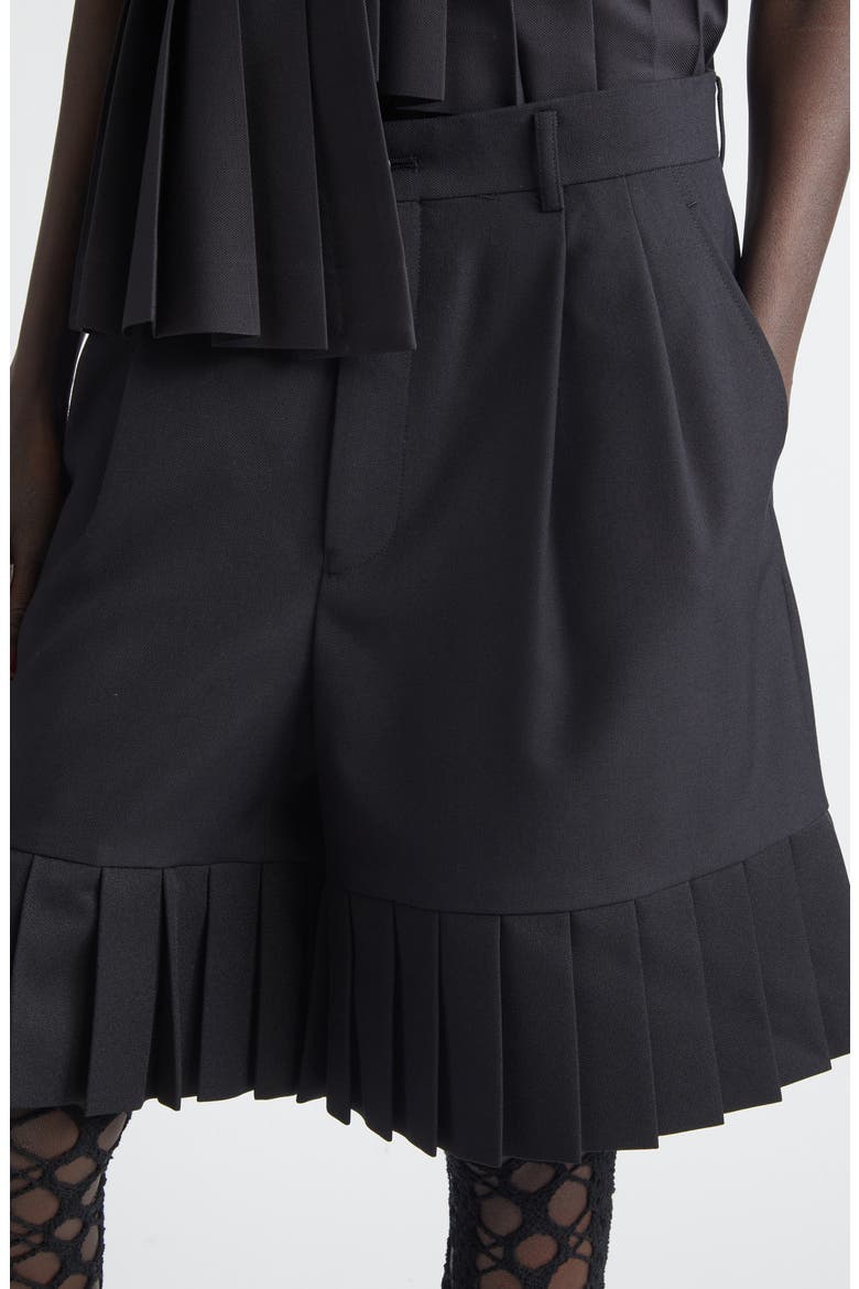 Wool Blend Gabardine Shorts, Alternate, color, BLACK