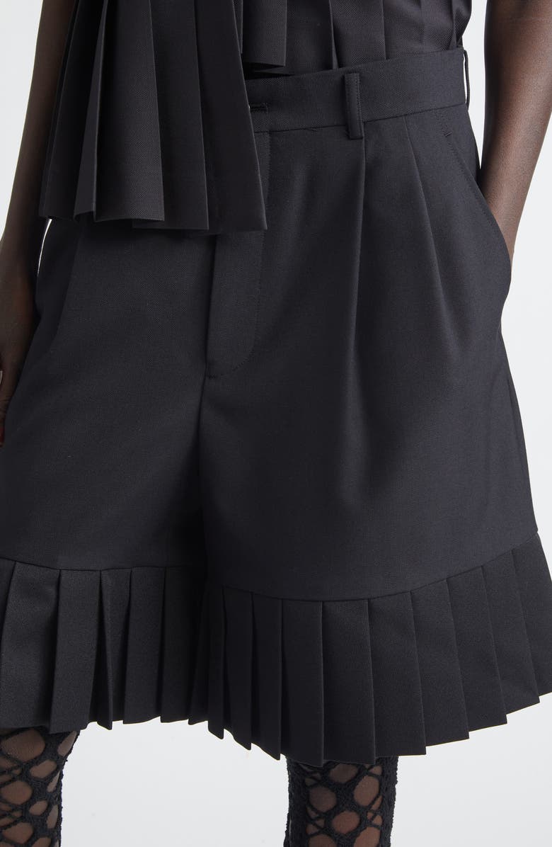 Noir Kei Ninomiya Wool Blend Gabardine Shorts, Alternate, color, Black