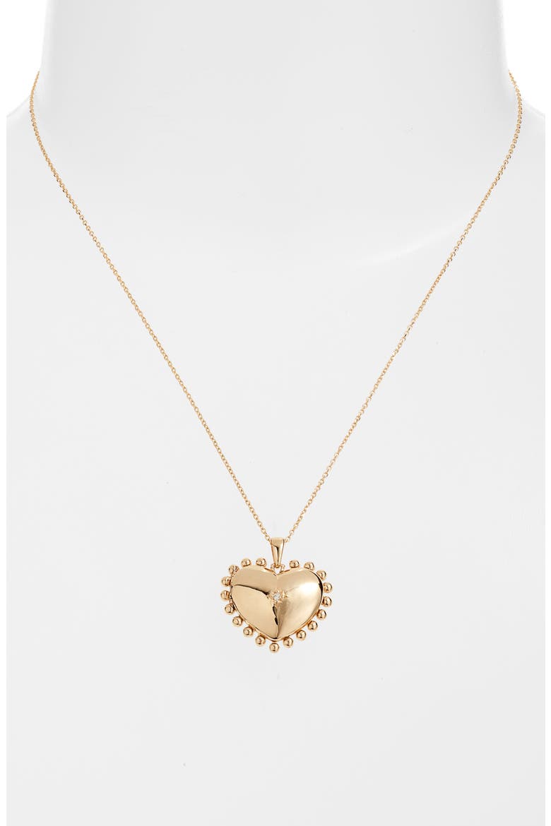 Mini Dew Drop Heart Locket Necklace, Alternate, color, GOLD / DIAMOND