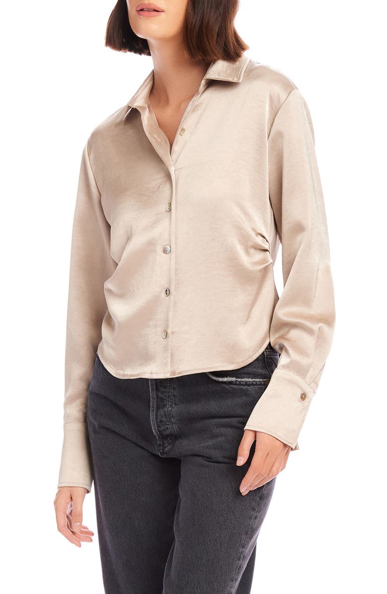 FIFTEEN TWENTY Tawnie Side Pleat Satin Shirt, Alternate, color, 