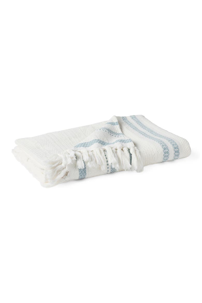 Bonita Organic Cotton Throw Blanket, Main, color, SOFT WHITE W/ PACIFIC BLUE