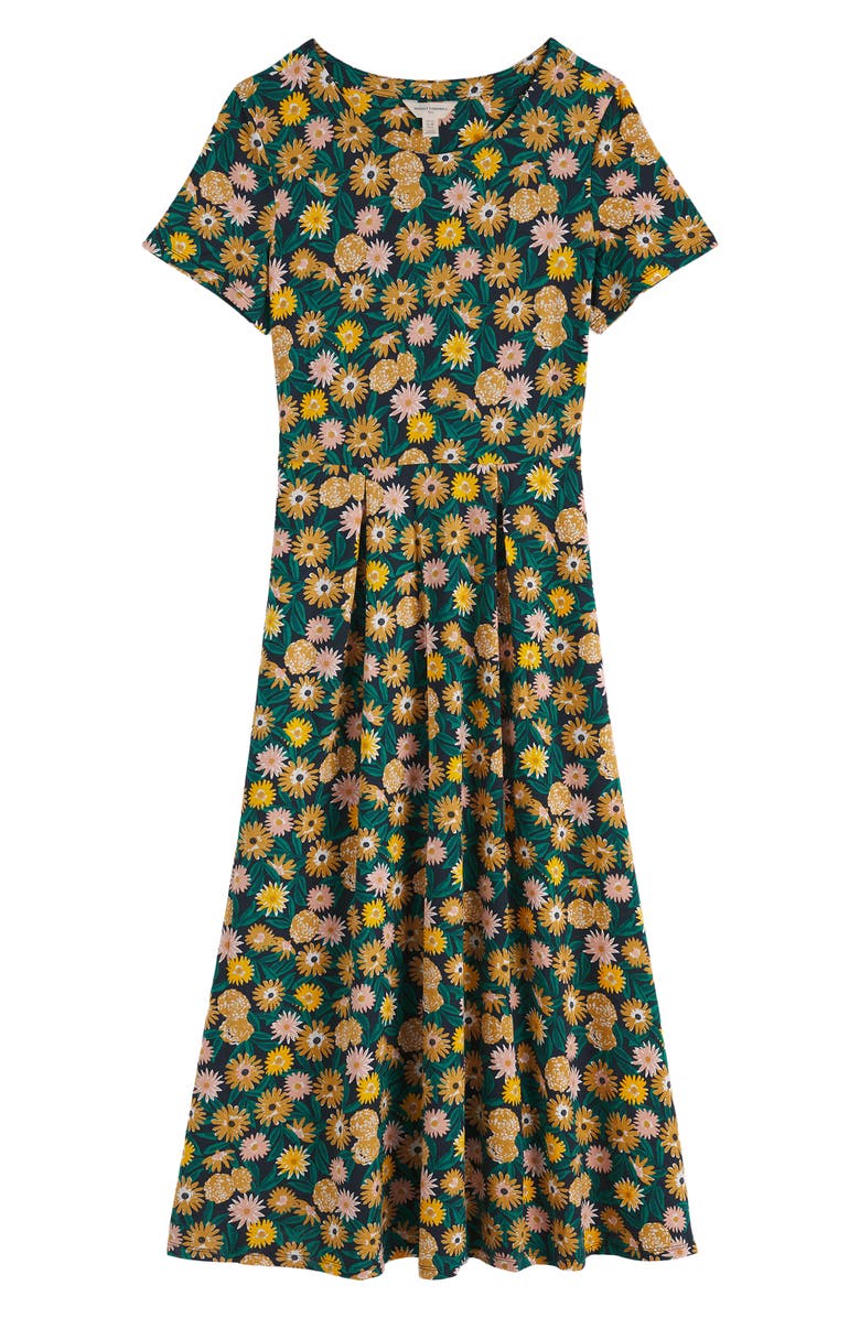 Seasalt Cornwall Veronica Floral Stretch Organic Cotton Midi Dress, Alternate, color, Marigold Meadow Inkwell