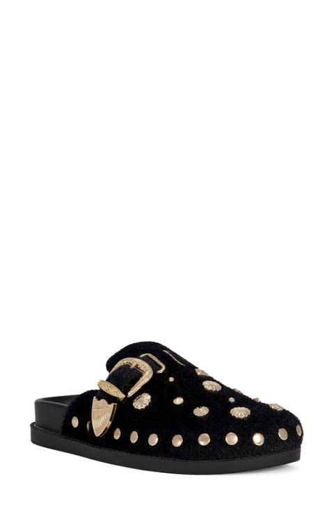 Walsh Stud Faux Fur Mule