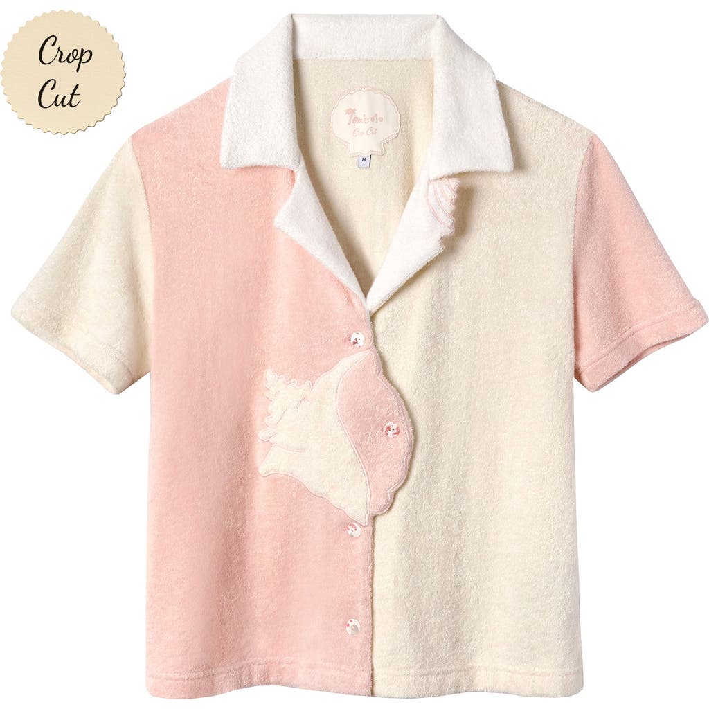 Tombolo 'conched Out' Cabana ~ Crop Cut In Cream/pink
