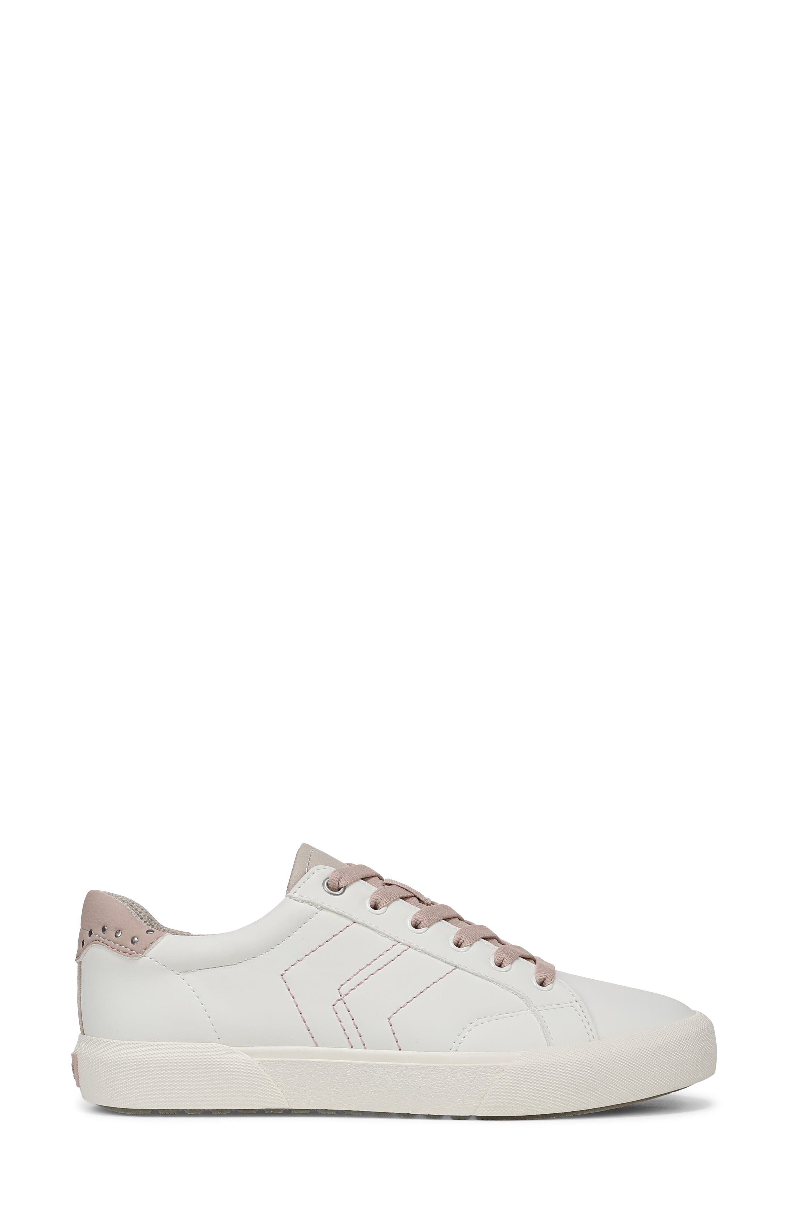 Faux Leather Sneaker, Alternate, color, WHITE/ ROSE FAUX LEATHER