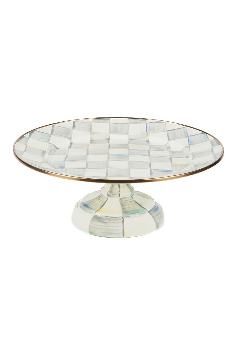 Sterling Check Small Pedestal Platter, Main, color, STERLING