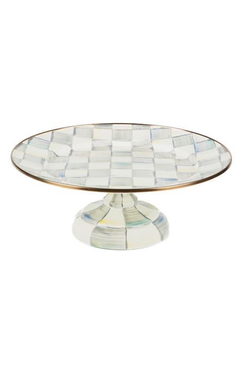 Sterling Check Small Pedestal Platter