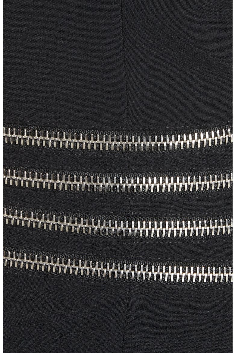 Zip Detail One Shoulder Top, Alternate, color, BLACK