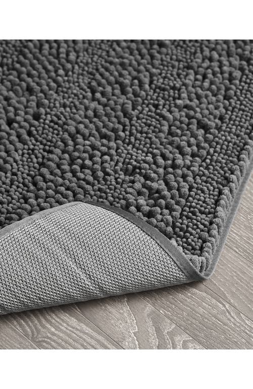 Laura Ashley Chenille Set Of 2 Bath Rugs In Dark Grey