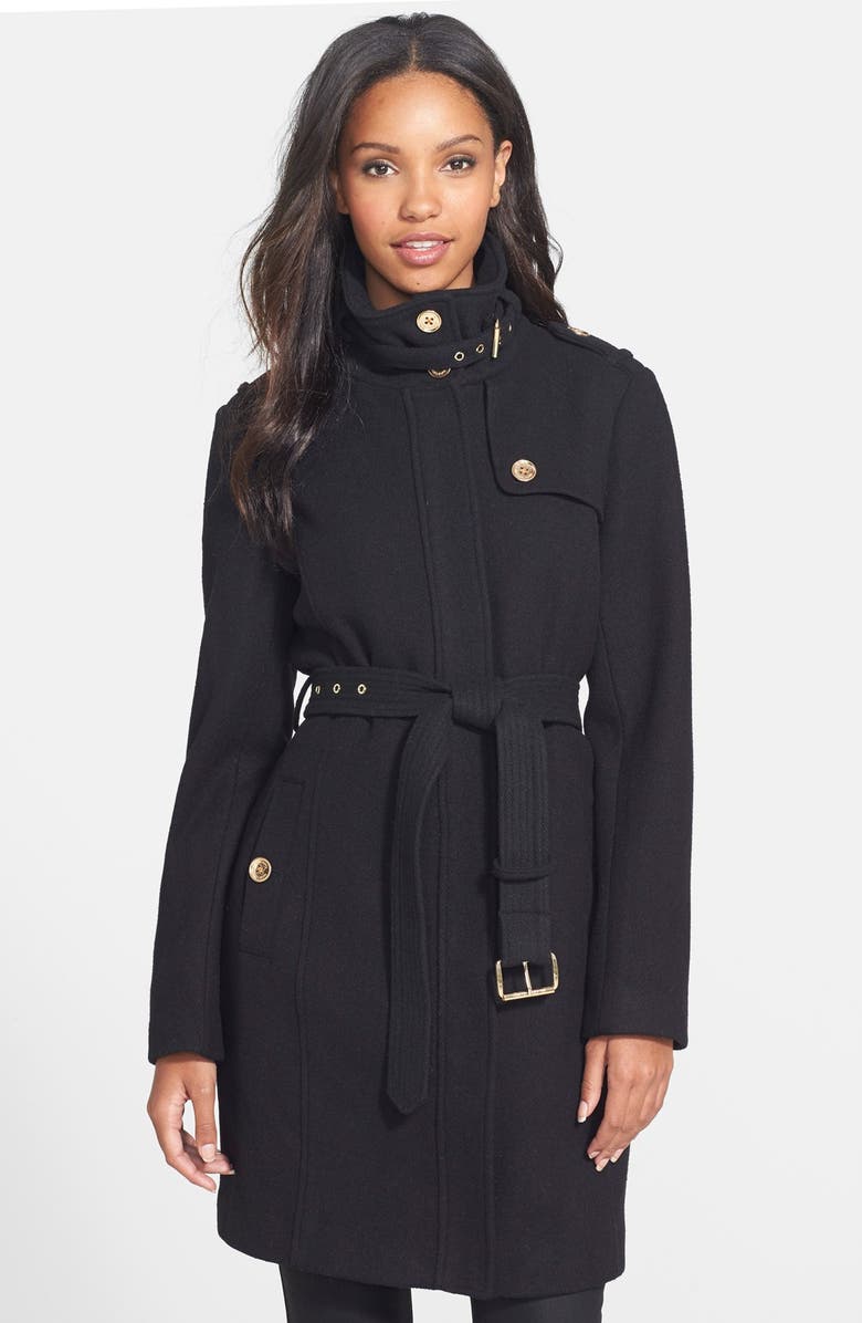 MICHAEL Michael Kors Stand Collar Wool Blend Trench Coat, Main, color, 