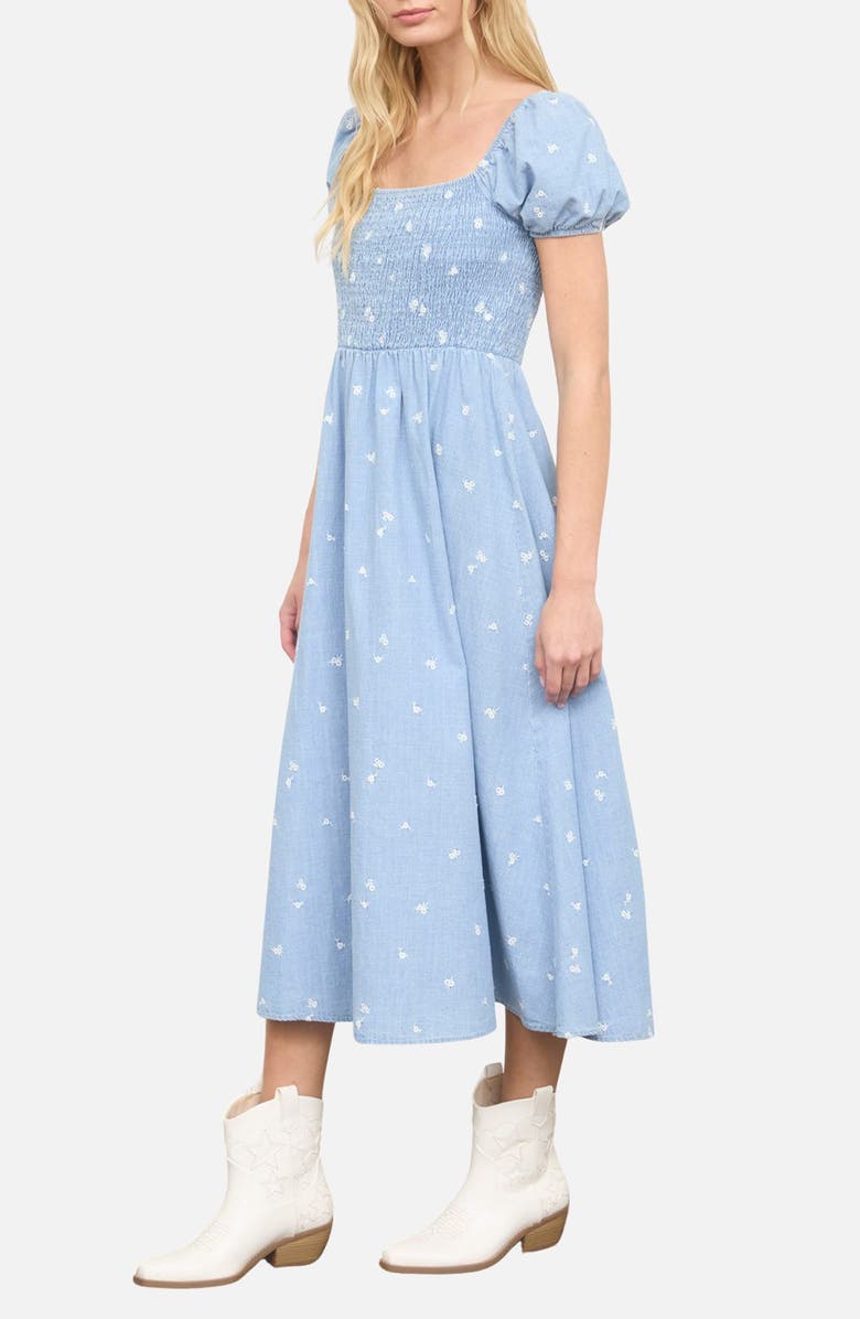 Blu Pepper Ditsy Chambray Midi Dress, Alternate, color, Chambray