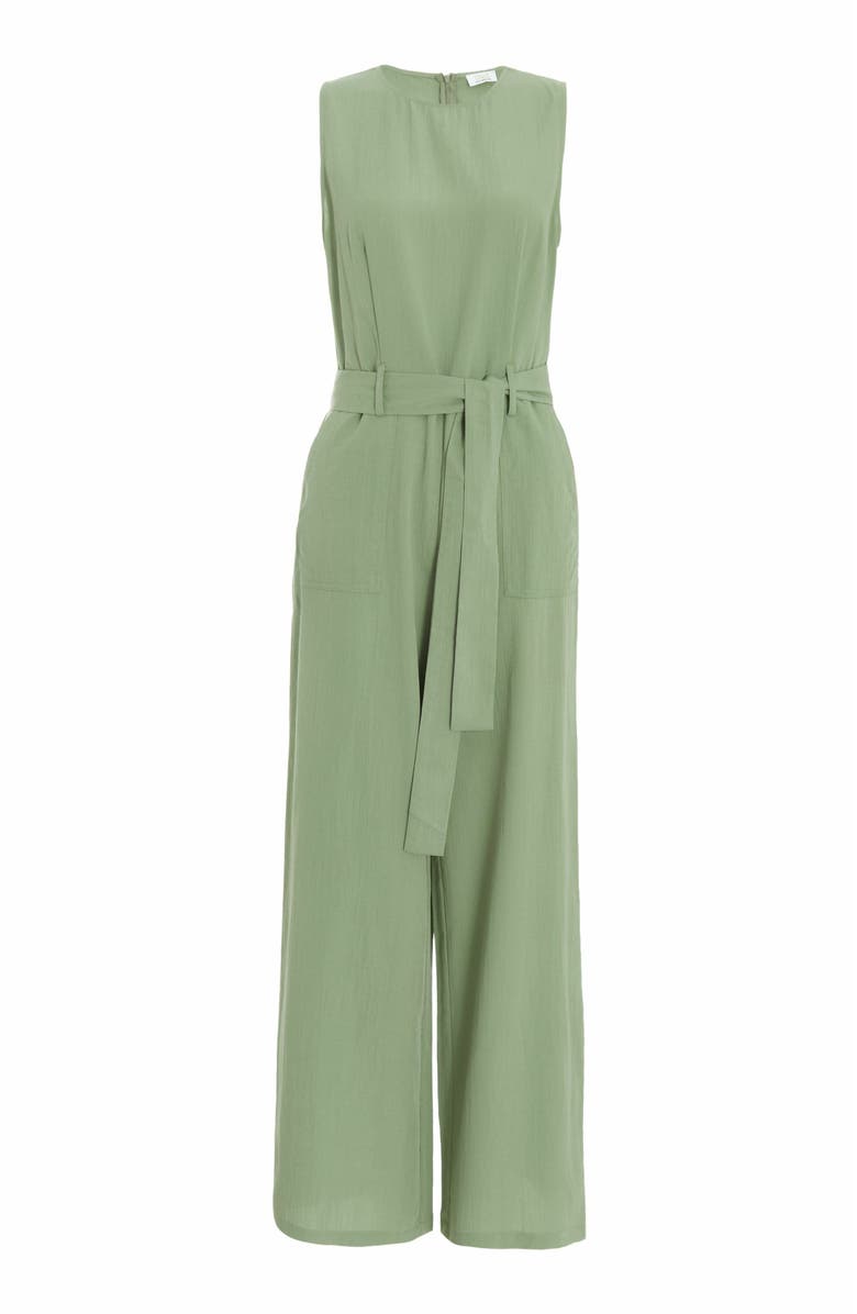 QUIZ Linen Culotte Jumpsuit, Alternate, color, 