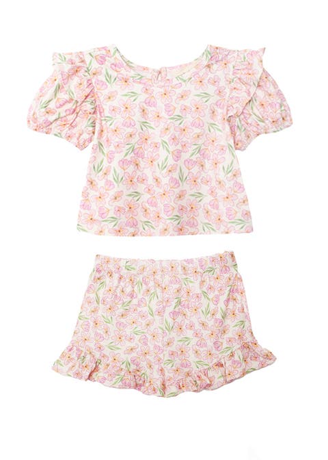 Wild Savanna Short Gathered Sleeve Two Piece Set (Toddler, Little Kid & Big Kid)