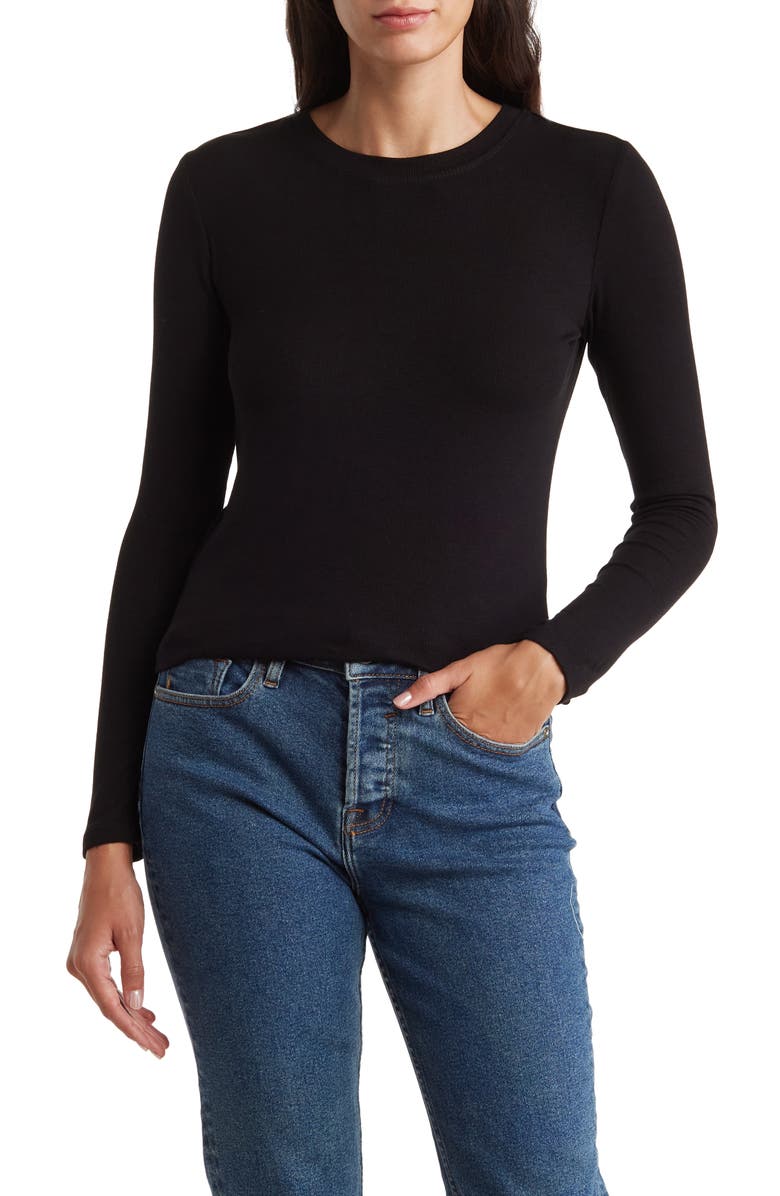 T Tahari Long Sleeve Rib Knit Top, Main, color, 