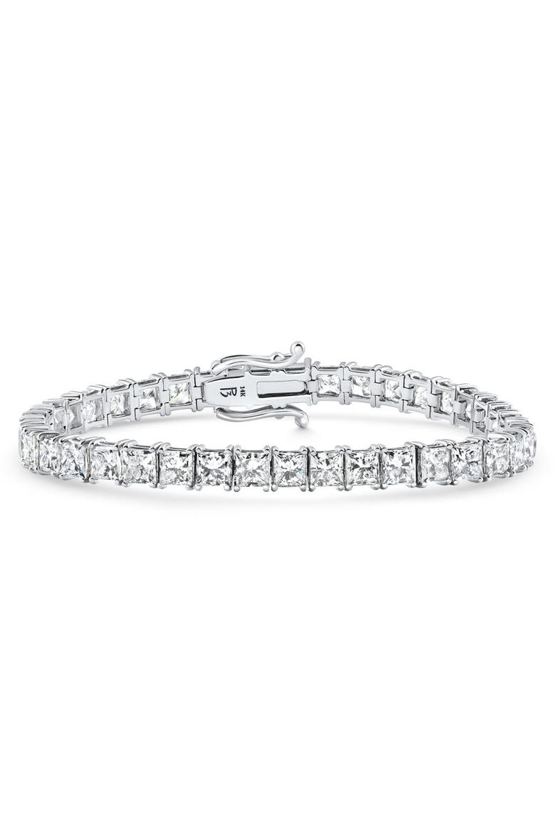 16.30Ct Princess Cut Diamond 7" Tennis Bracelet 14k Gold Lab Grown, Alternate, color, 14k White Gold