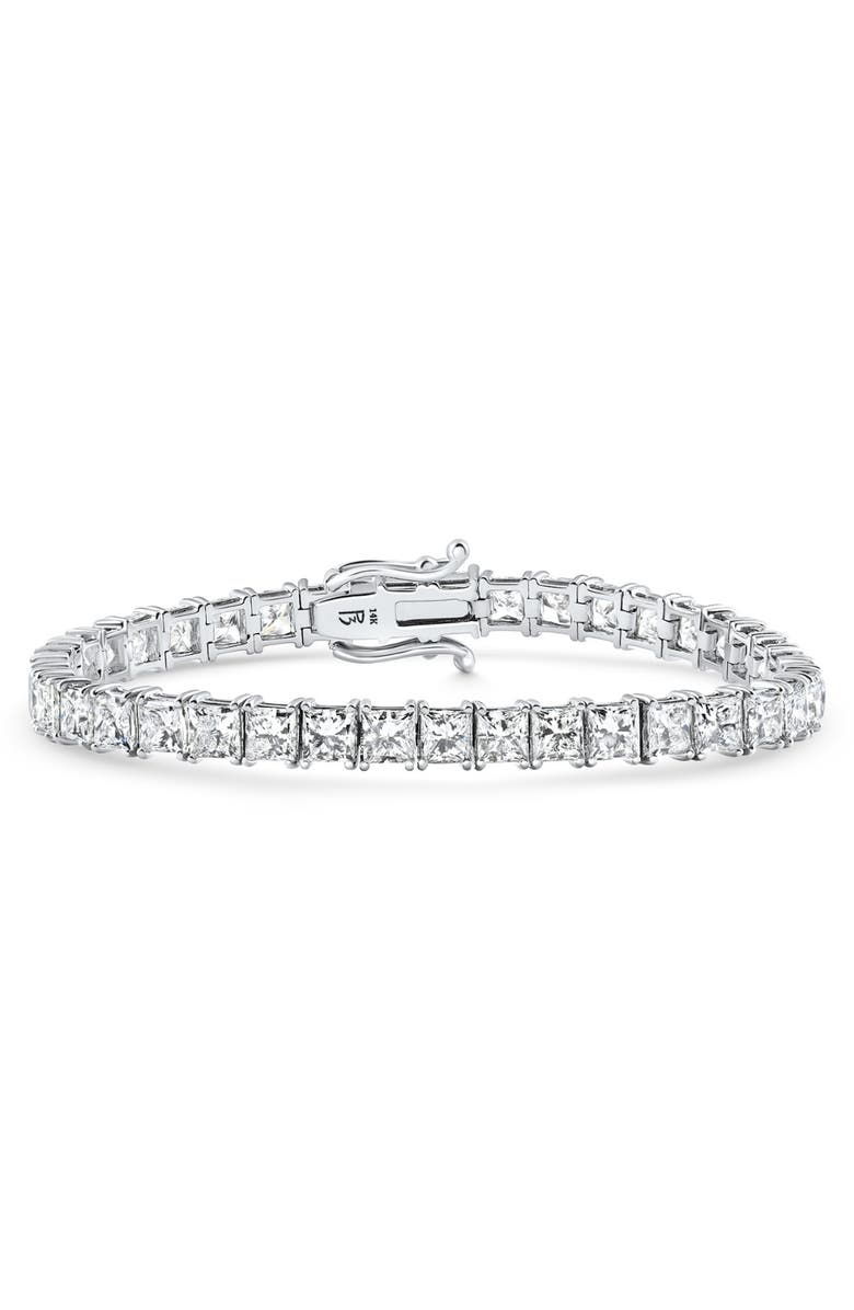 Bliss Diamond 16.30Ct Princess Cut Diamond 7" Tennis Bracelet 14k Gold Lab Grown, Alternate, color, 14K White Gold