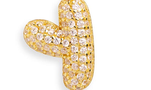 Argento Vivo Sterling Silver Cubic Zirconia Bubble Inital Pendant Necklace In Gold