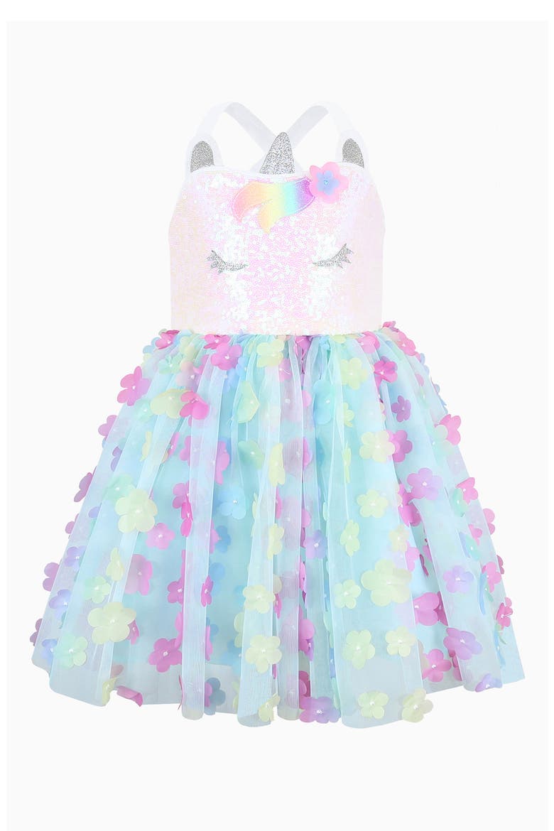 Kids' Unicorn Party Dress, Main, color, IVORY/ MULT