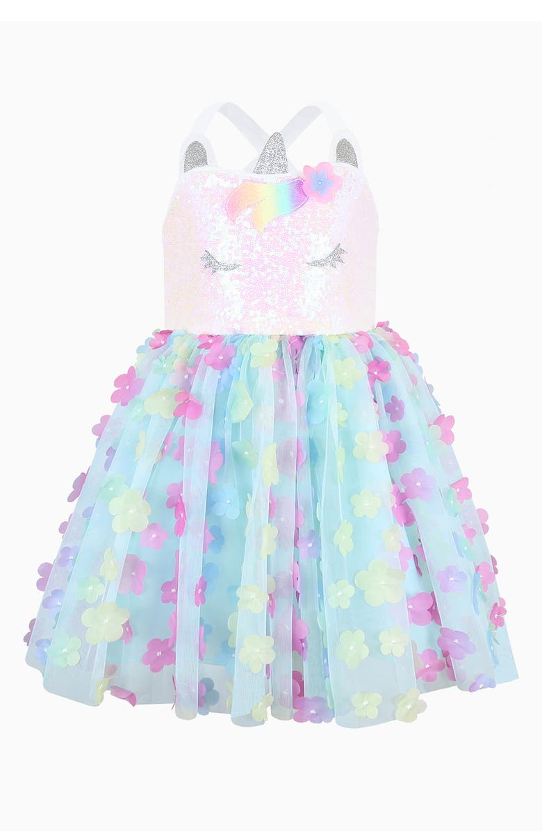 Zunie Kids' Unicorn Party Dress, Main, color, Ivory/ Mult
