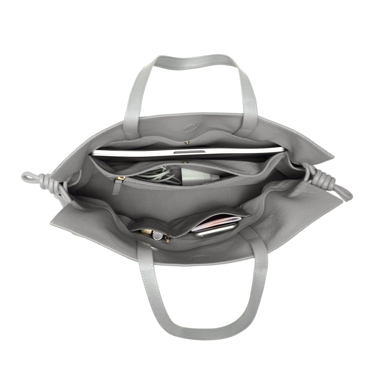 Esin Akan 2-in-1 Emma Leather Tote Bag, Alternate, color, Grey