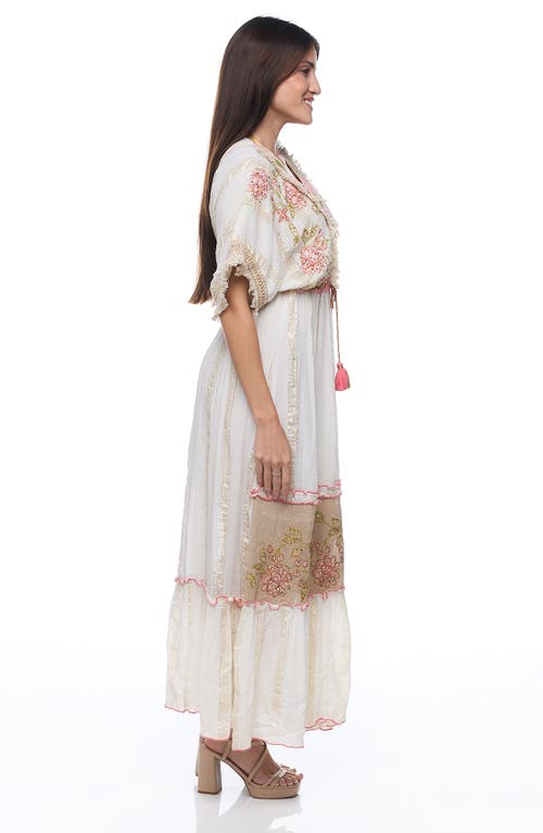 Ranee's Ranees Embellished Cotton Cover-up Maxi Dress In Natural