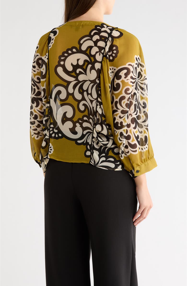 Adrianna Papell Large Print Top, Alternate, color, Citron Damask