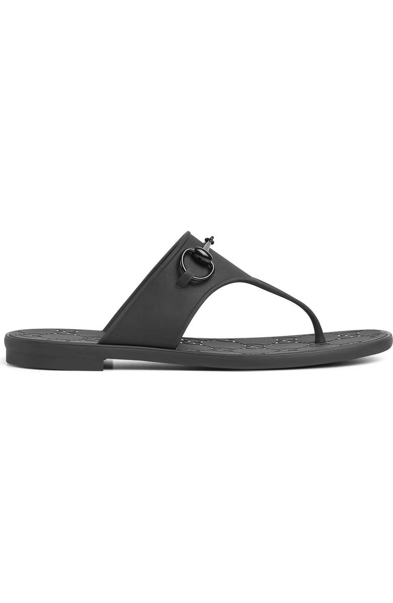 Gucci Minorca Horsebit Rubber Sandal, Alternate, color, Nero