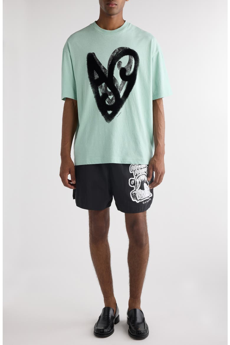 Acne Studios Heart Logo Cotton & Hemp Graphic T-Shirt (Men