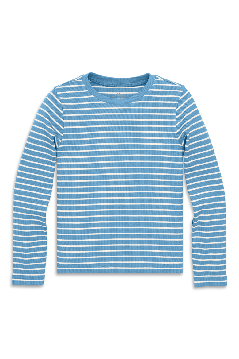 Kids Long Sleeve Rib Tee In Stripe, Main, color, Cornflower Ivory Stripe