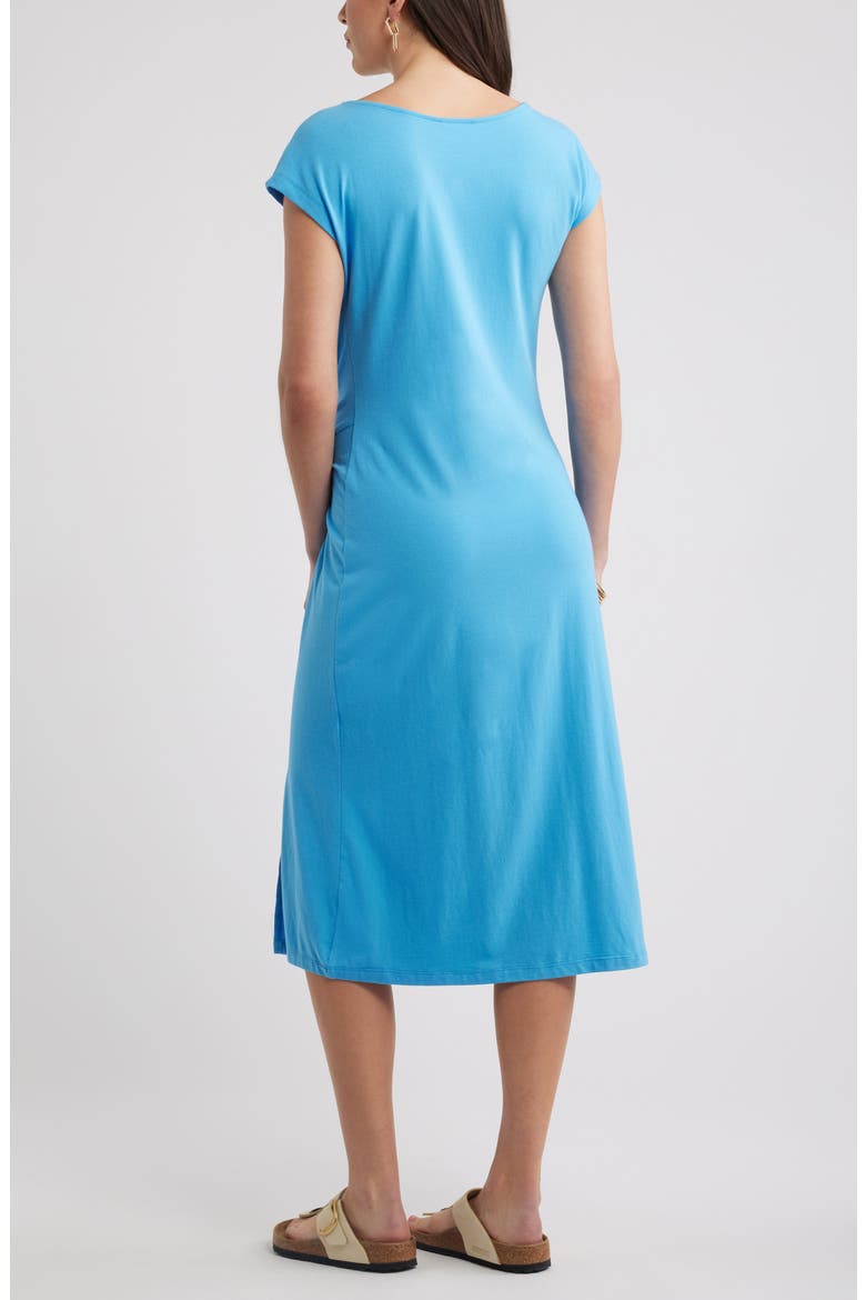 Twist Cotton Blend Knit Midi Dress, Alternate, color, BLUE MAYA