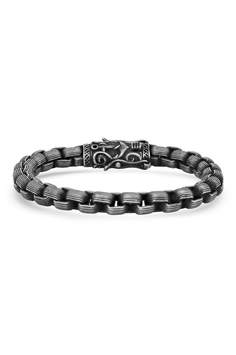 Men's Oxidized Stainless Steel Chain Bracelet, Main, color, METALLIC