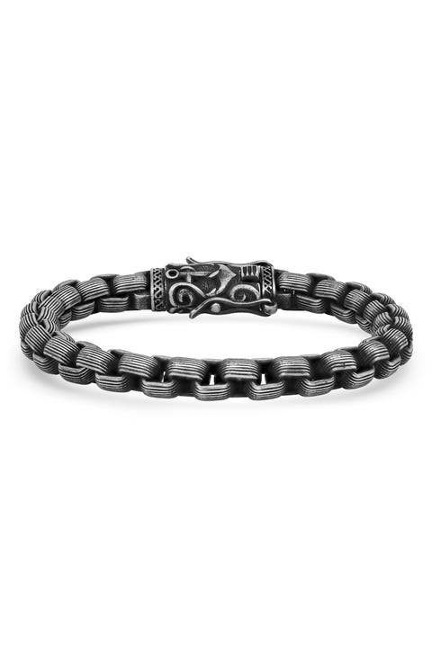 Men's Oxidized Stainless Steel Chain Bracelet