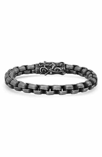Men's Oxidized Stainless Steel Chain Bracelet