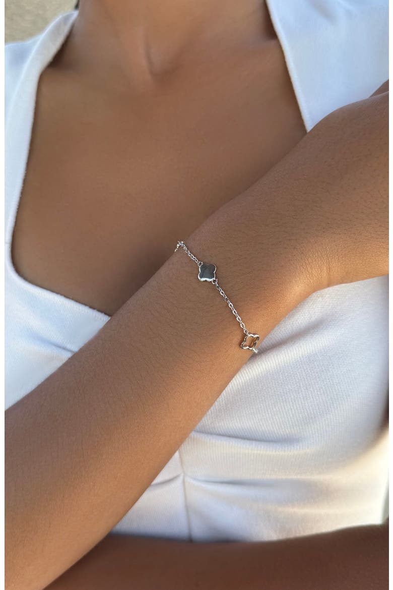 Clover Station Chain Bracelet, Alternate, color, SILVER