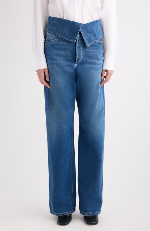 Preyton Foldover Waist Straight Leg Jeans