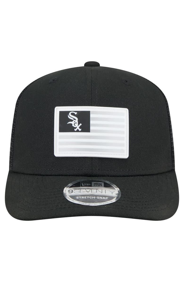New Era Men's New Era Black Chicago White Sox Flag 9SEVENTY COOLERA Stretch-Snap Hat, Alternate, color, Black
