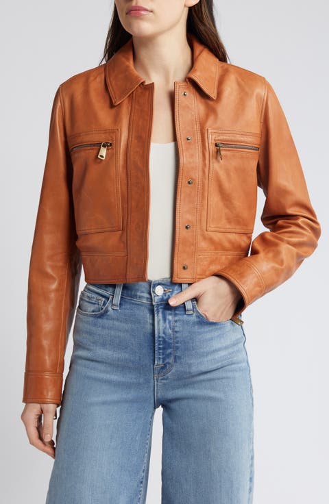 Crop Leather Moto Jacket