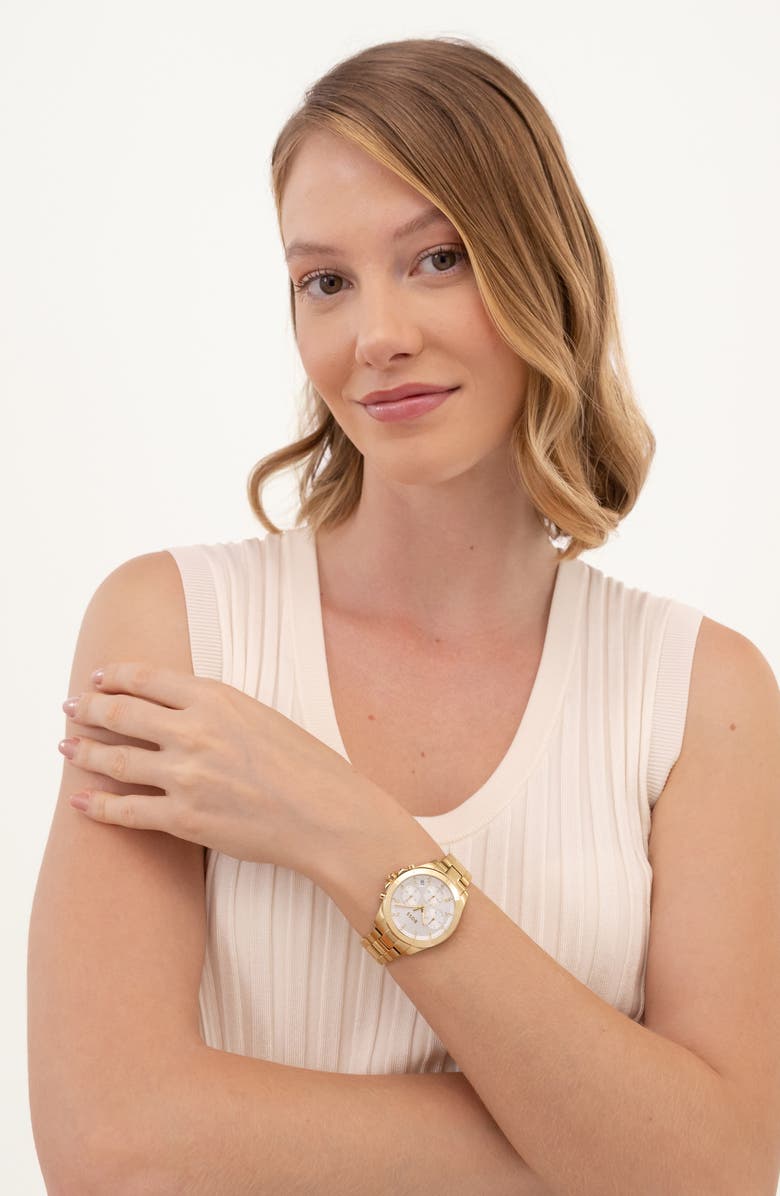 BOSS Alley Chronograph Bracelet Watch, 36mm, Alternate, color, Silver/ Gold