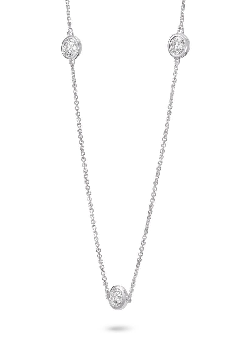 14K Gold Lab Grown Diamond Bezel Station Necklace, Alternate, color, WHITE/ 14W