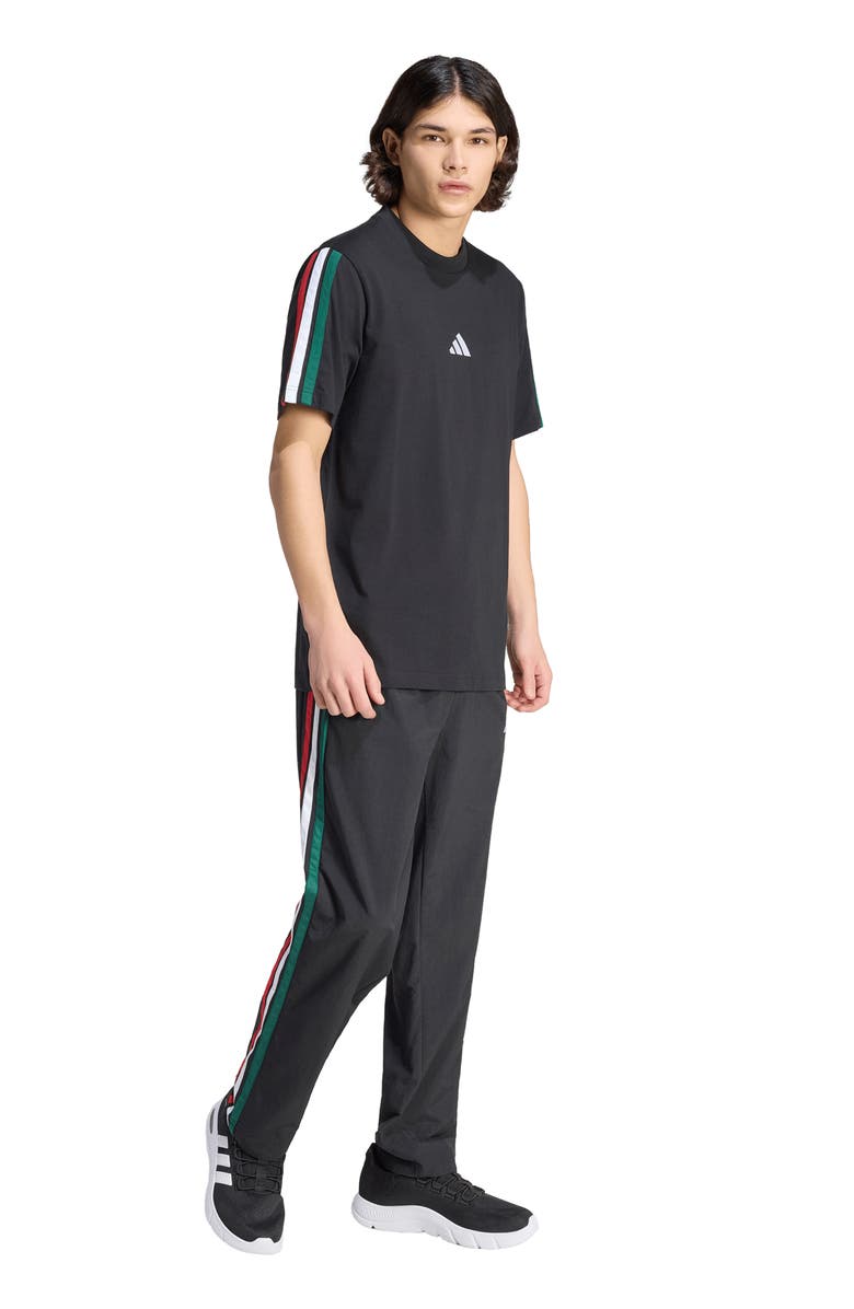adidas 3-Stripes Tee, Alternate, color, Black/ Green/ White/ Scarlet